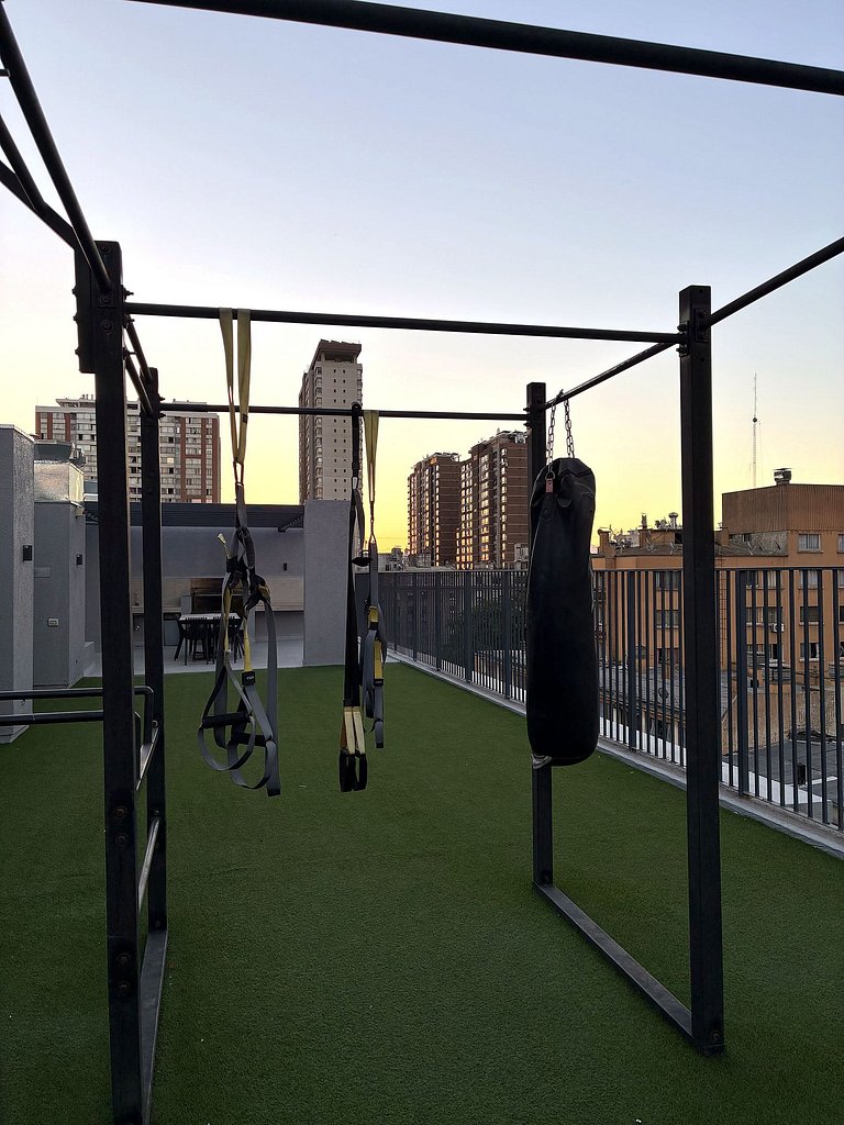 Estudio con terraza y cama king en Santiago Centro