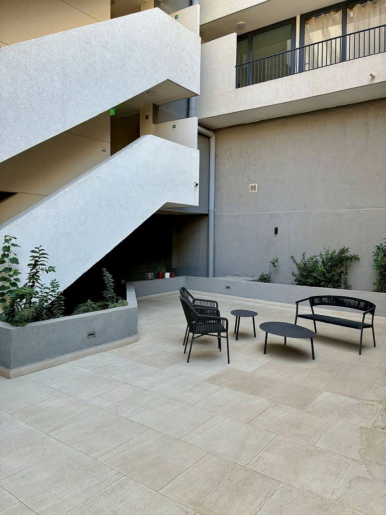 Estudio con terraza y cama king en Santiago Centro